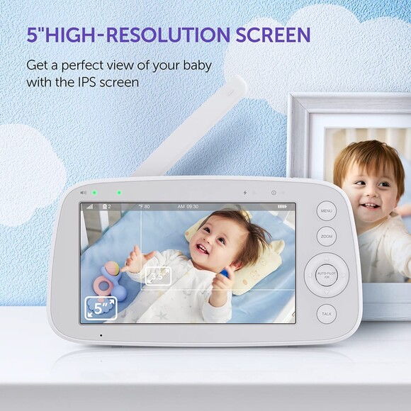 Hipp Baby Monitor, 5" 720P Video Baby Monitor with Pan-Tilt-Zoom Camera (1144) - Picture 2 of 8